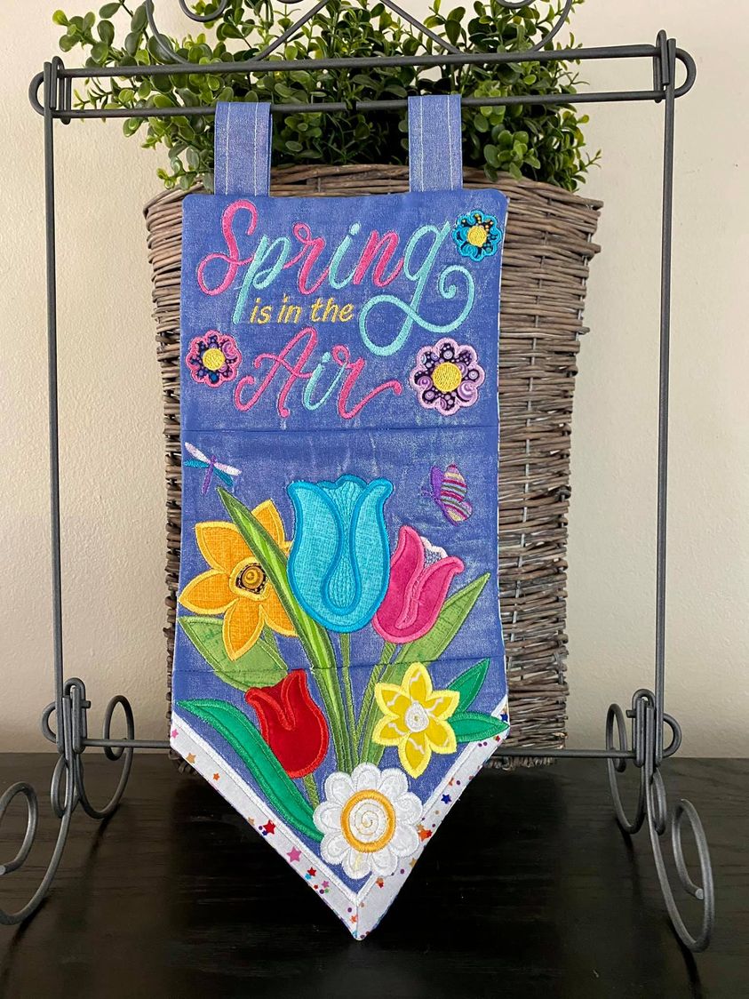 Spring is in the Air Flag 5x7 6x10 7x12 In the hoop machine embroidery designs