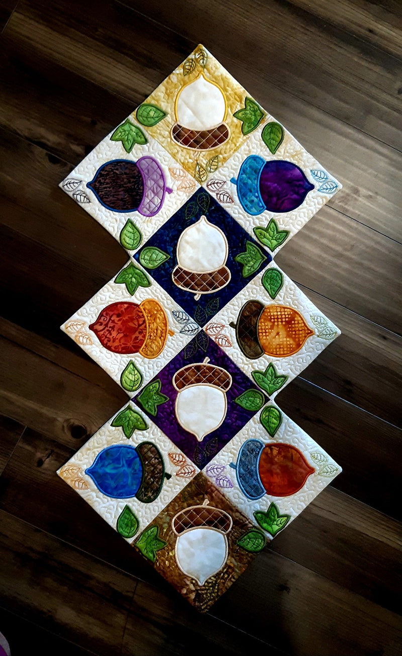 In The Hoop Embroidery Designs - Acorn Table Runner