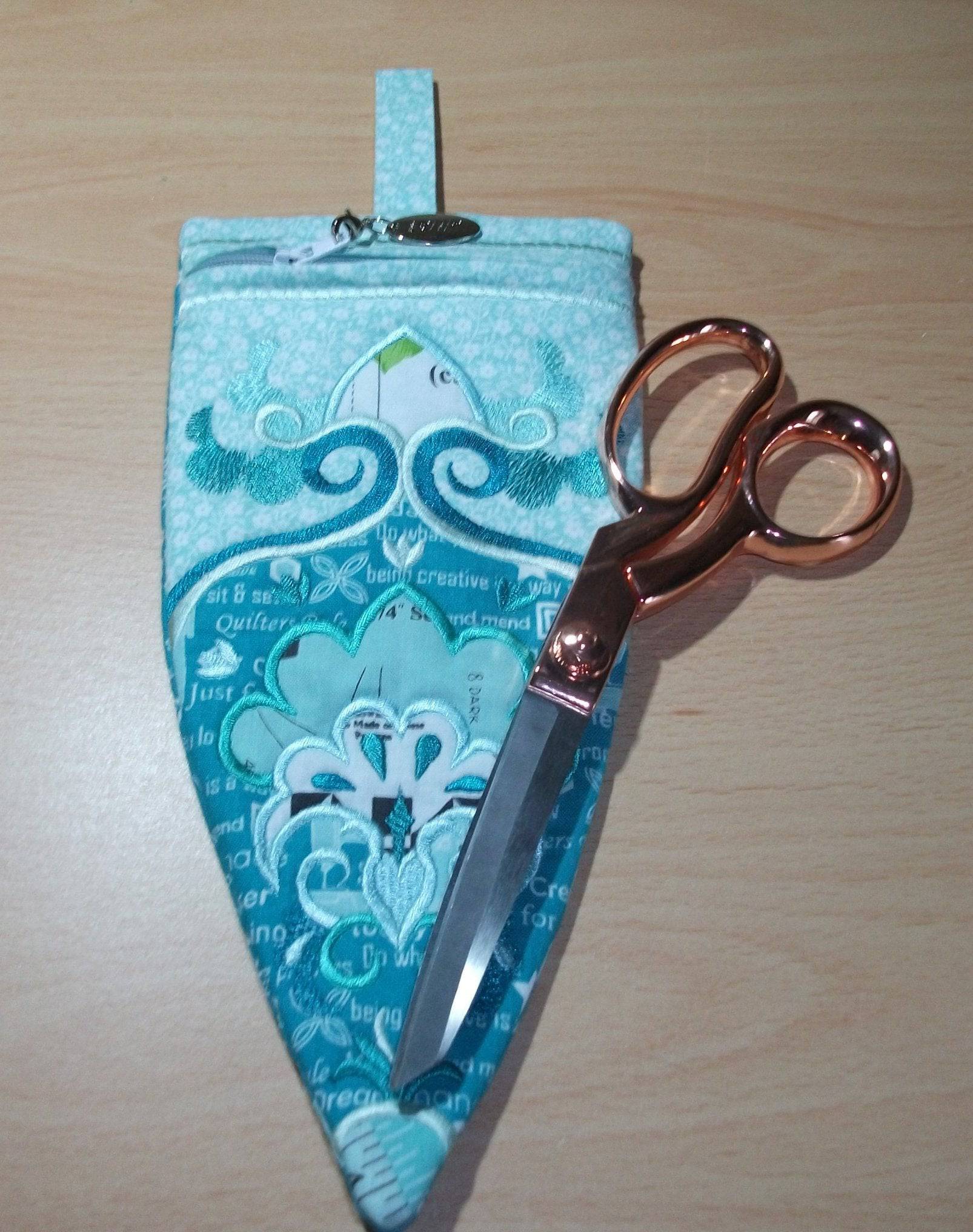 Free Embroidered Scissors Zipper Case 5x7 7x12 - Sweet Pea