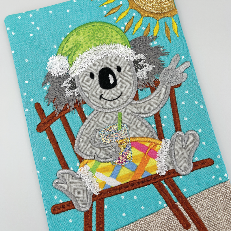 Koala Santa Mug Rug 5x7 6x10 7x12 - Sweet Pea In The Hoop Machine Embroidery Design