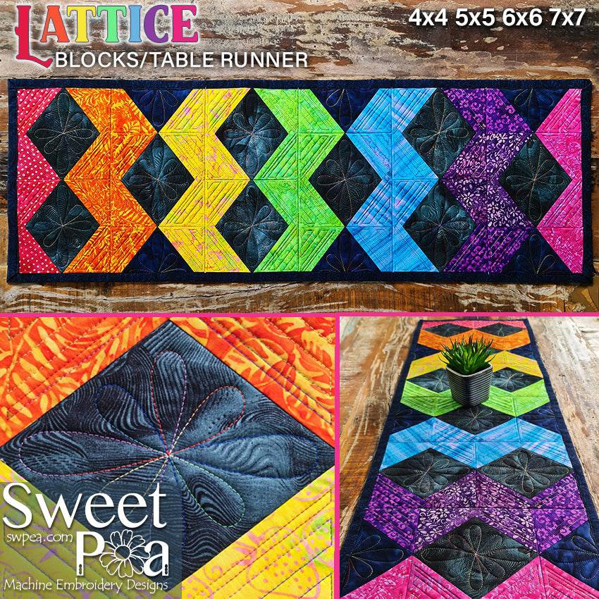 Embroidery Designs - Lattice Quilt Block & Table Runner