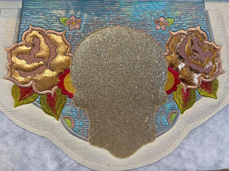Sugar Skull Clutch with Zipper 5x7 6x10 7x12 9.5x14 - Sweet Pea In The Hoop Machine Embroidery Design