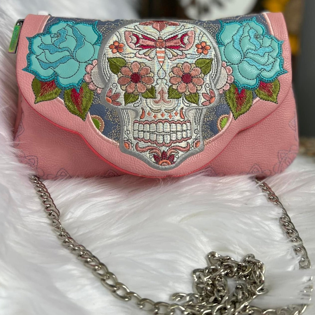 Sugar Skull Clutch with Zipper 5x7 6x10 7x12 9.5x14 - Sweet Pea Australia In the hoop machine embroidery designs. in the hoop project, in the hoop embroidery designs, craft in the hoop project, diy in the hoop project, diy craft in the hoop project, in the hoop embroidery patterns, design in the hoop patterns, embroidery designs for in the hoop embroidery projects, best in the hoop machine embroidery designs perfect for all hoops and embroidery machines