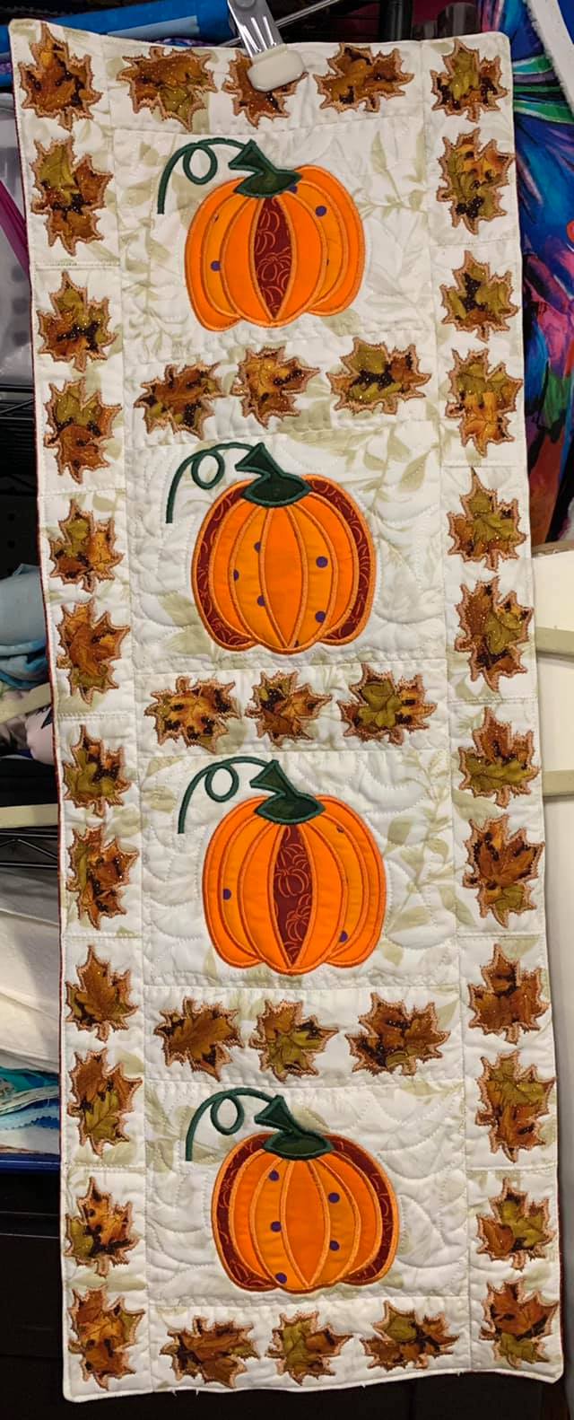 Pumpkin Quilt Block and Table Runner 5x7 6x10 8x12 9.5x14 - Sweet Pea Australia In the hoop machine embroidery designs. in the hoop project, in the hoop embroidery designs, craft in the hoop project, diy in the hoop project, diy craft in the hoop project, in the hoop embroidery patterns, design in the hoop patterns, embroidery designs for in the hoop embroidery projects, best in the hoop machine embroidery designs perfect for all hoops and embroidery machines