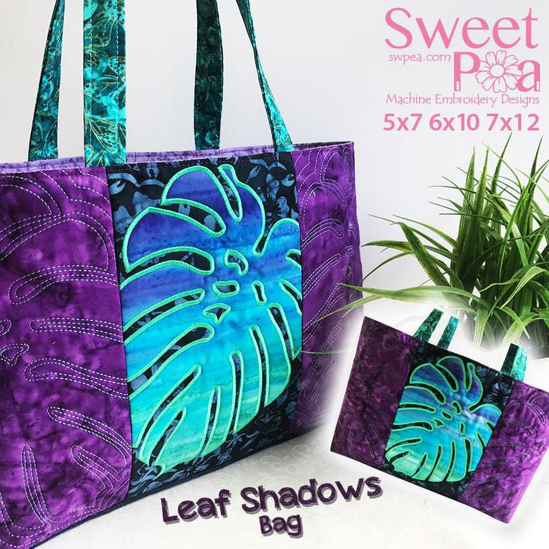 Embroidery Design ITH - Leaf Shadows Bag
