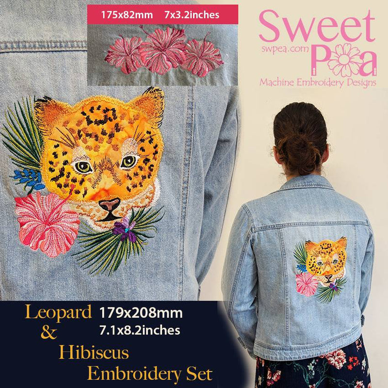 Leopard and Hibiscus Embroidery Set - Sweet Pea