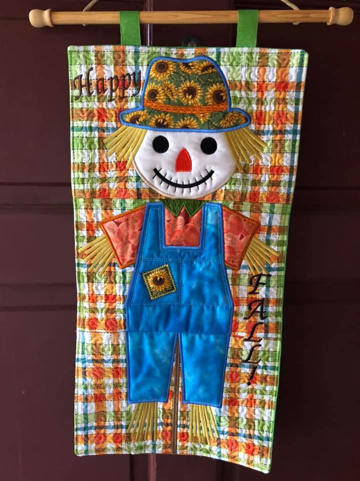 Scarecrow Wall Hanging or Table Runner 5x7 6x10 and 8x12 - Sweet Pea