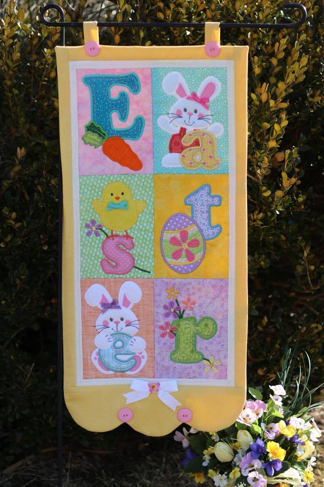 Easter Flag or Table Runner 4x4 5x7 6x10 8x12 - Sweet Pea Australia In the hoop machine embroidery designs. in the hoop project, in the hoop embroidery designs, craft in the hoop project, diy in the hoop project, diy craft in the hoop project, in the hoop embroidery patterns, design in the hoop patterns, embroidery designs for in the hoop embroidery projects, best in the hoop machine embroidery designs perfect for all hoops and embroidery machines