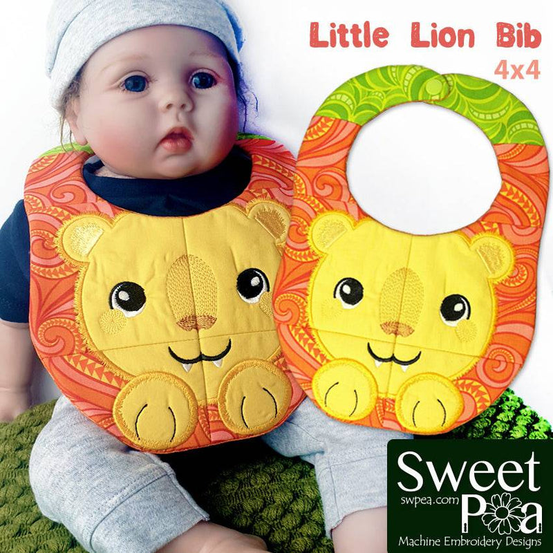 Little Lion Bib 4x4 - Sweet Pea