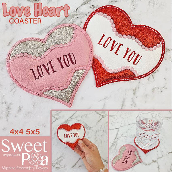 Free Love Heart Coaster 4x4 5x5 - Sweet Pea