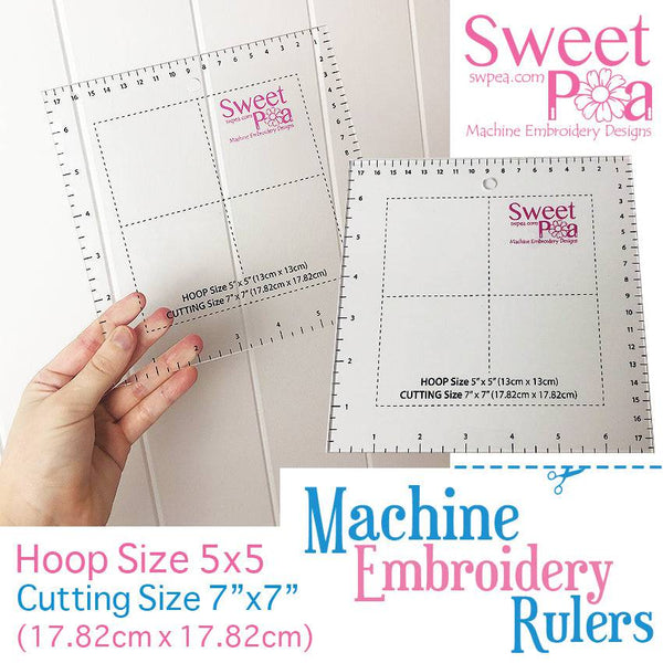 Machine Embroidery Ruler for 5x5 hoop - Sweet Pea