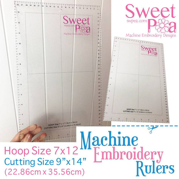 Machine Embroidery Ruler for 7x12 hoop - Sweet Pea