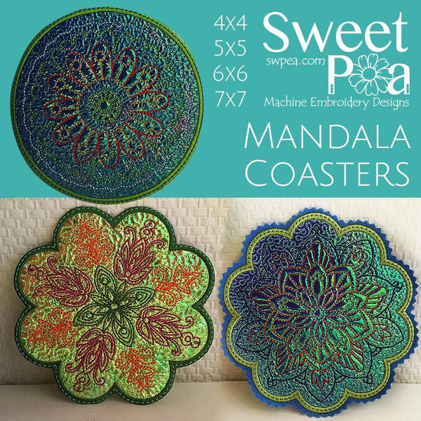 Mandala Coasters 4x4 5x5 6x6 7x7 - Sweet Pea