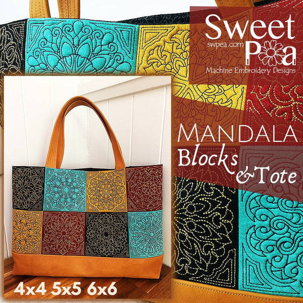 Mandala Blocks and Tote Bag 4x4 5x5 6x6 - Sweet Pea