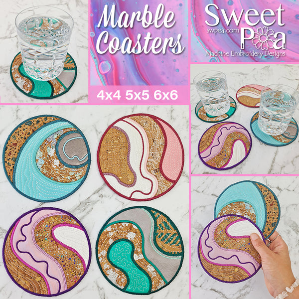 Marble Coasters 4x4 5x5 6x6 | Sweet Pea.