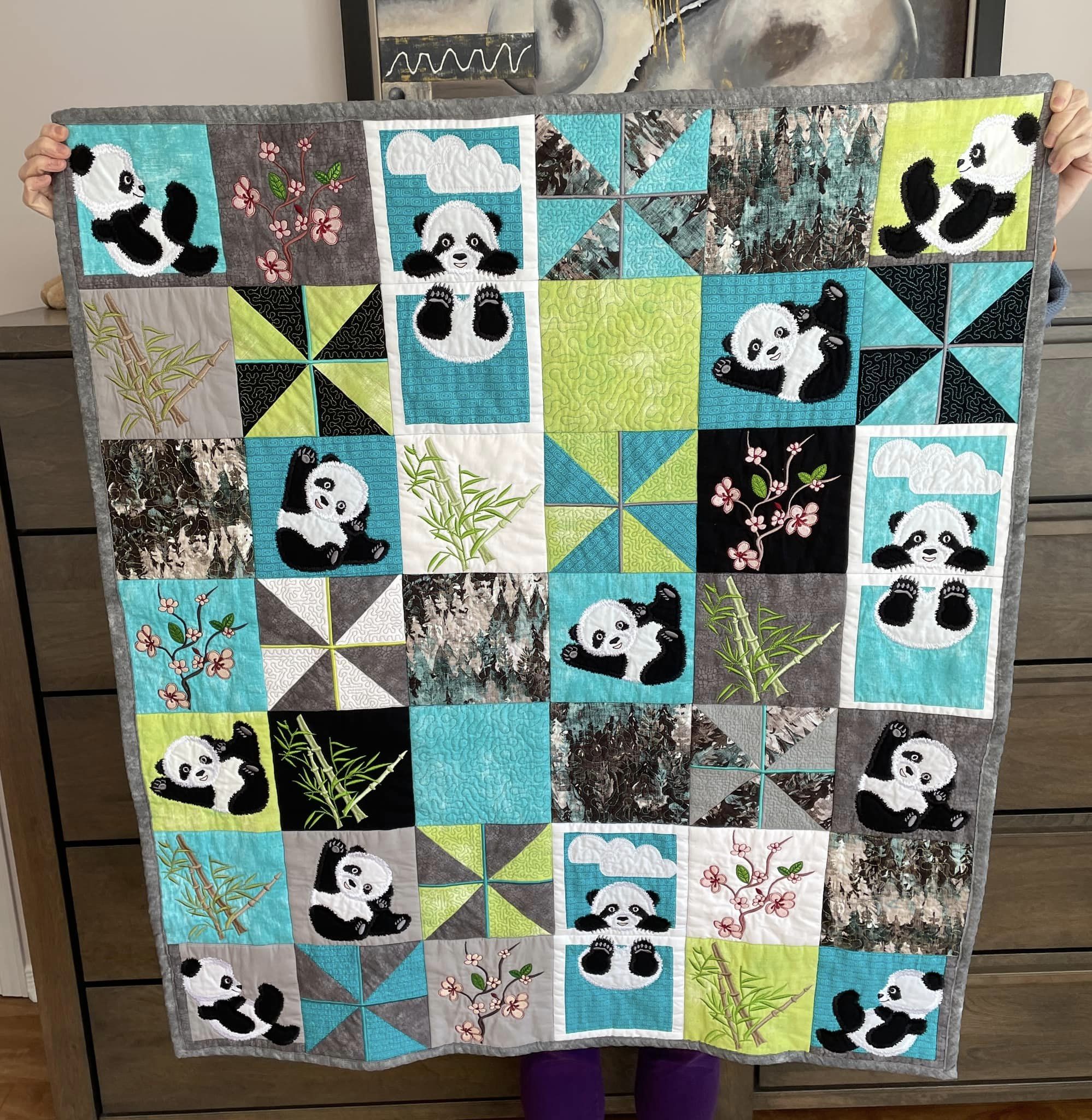 Small Panda quilt, outlet handmade