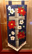 Cross and Christmas Flowers Wall Hanging 5x7 6x10 7x12 - Sweet Pea
