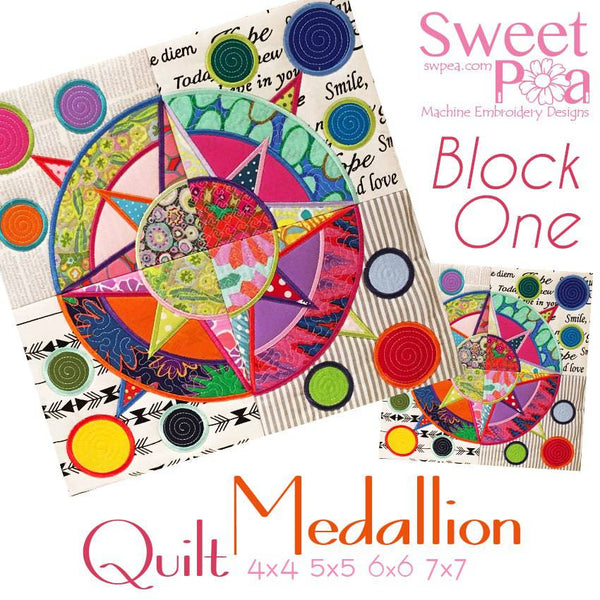Medallion BOM Sew Along Quilt Block 1 Centre - Sweet Pea