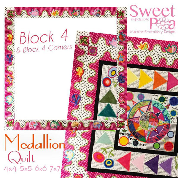 Medallion BOM Sew Along Quilt Block  4 and Corner Block 4 - Sweet Pea