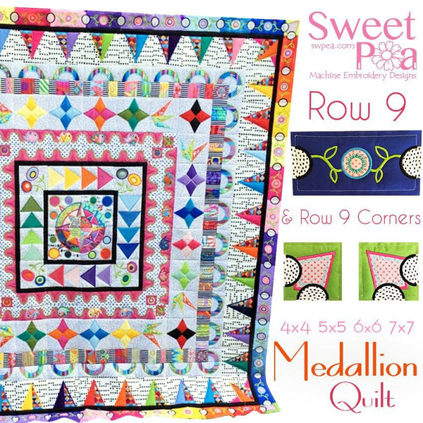 Medallion BOM Sew Along Quilt Block  9 and Corner Block 9 - Sweet Pea