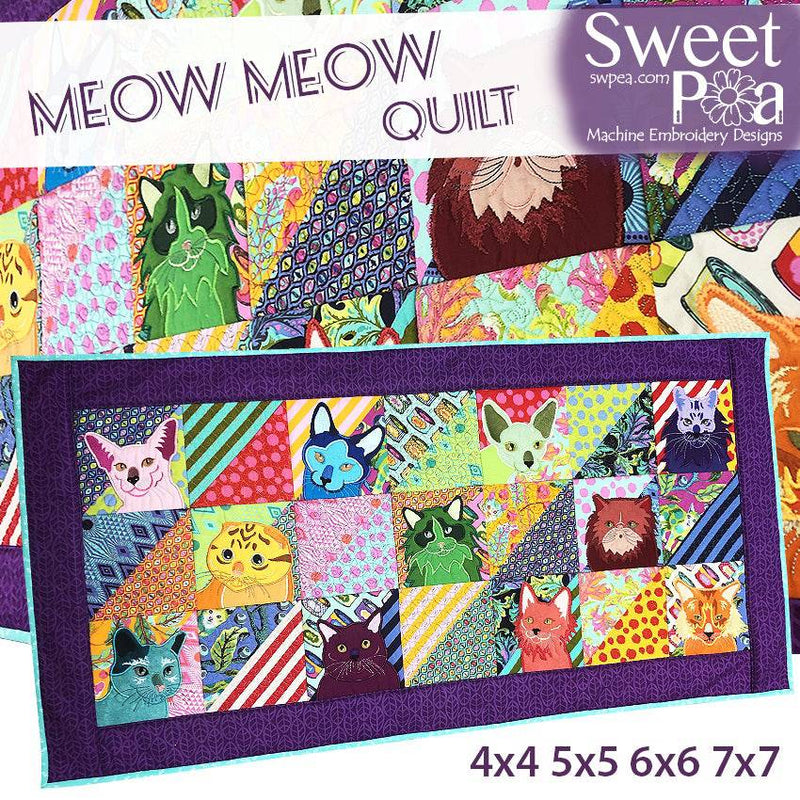 Meow Meow Quilt 4x4 5x5 6x6 7x7 - Sweet Pea