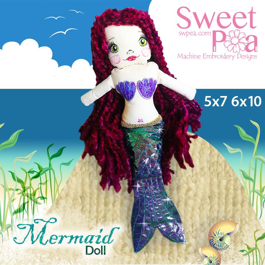 Mermaid Doll Stuffie/Stuffed Toy 5x7 6x10 - Sweet Pea Australia In the hoop machine embroidery designs. in the hoop project, in the hoop embroidery designs, craft in the hoop project, diy in the hoop project, diy craft in the hoop project, in the hoop embroidery patterns, design in the hoop patterns, embroidery designs for in the hoop embroidery projects, best in the hoop machine embroidery designs perfect for all hoops and embroidery machines