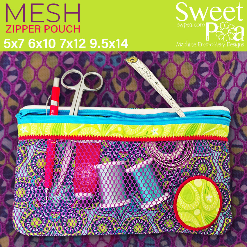 Mesh Zipper Pouch 5x7 6x10 7x12 9.5x14 - Sweet Pea Australia In the hoop machine embroidery designs. in the hoop project, in the hoop embroidery designs, craft in the hoop project, diy in the hoop project, diy craft in the hoop project, in the hoop embroidery patterns, design in the hoop patterns, embroidery designs for in the hoop embroidery projects, best in the hoop machine embroidery designs perfect for all hoops and embroidery machines