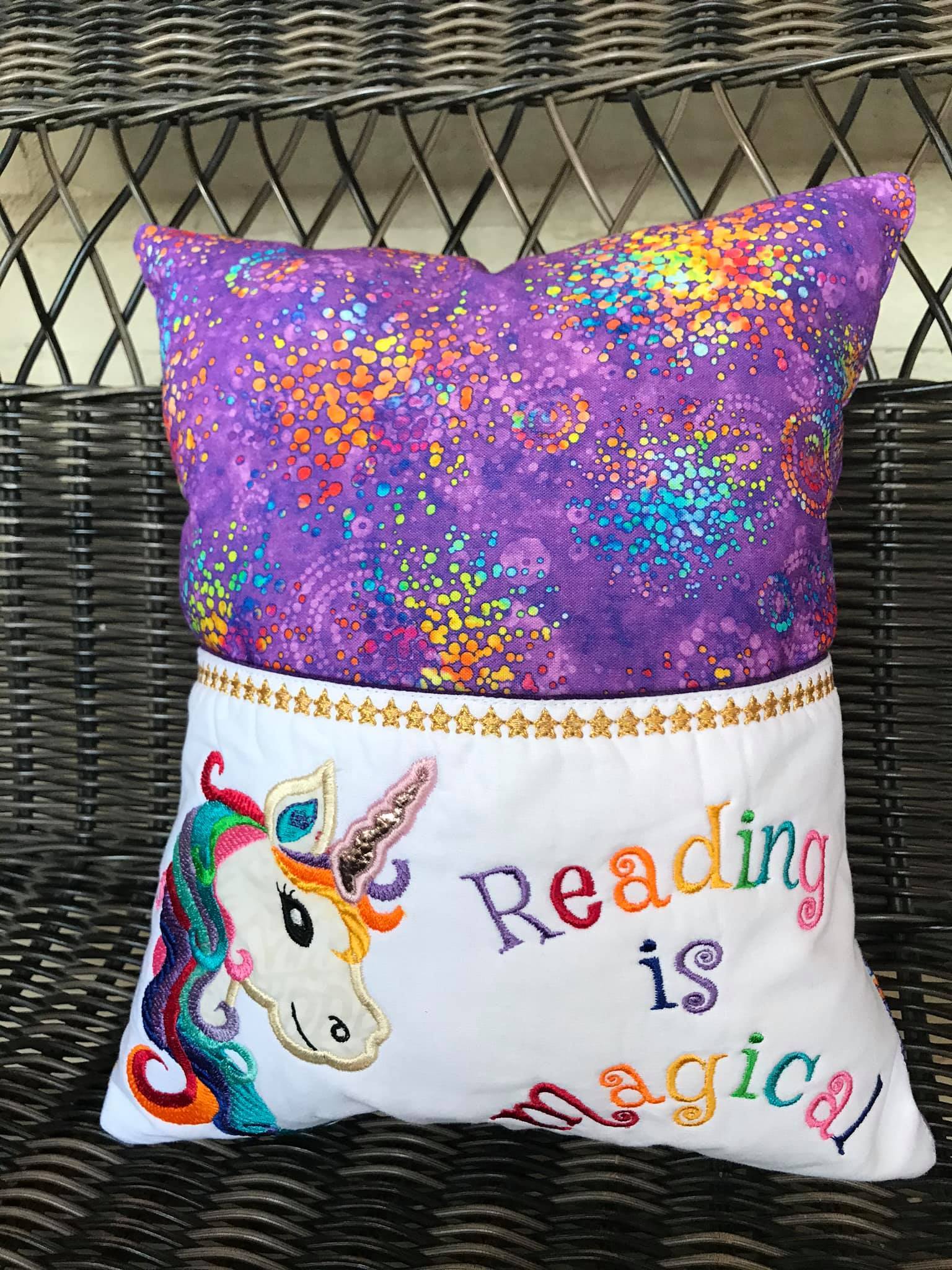 Horse / Unicorn Reading Pillow 5x7 6x10 8x12 - Sweet Pea Australia In the hoop machine embroidery designs. in the hoop project, in the hoop embroidery designs, craft in the hoop project, diy in the hoop project, diy craft in the hoop project, in the hoop embroidery patterns, design in the hoop patterns, embroidery designs for in the hoop embroidery projects, best in the hoop machine embroidery designs perfect for all hoops and embroidery machines