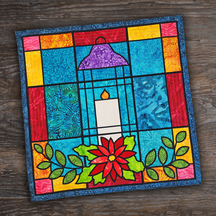 Stained Glass Lantern Mini Quilt 4x4 5x5 6x6 7x7 In the hoop machine embroidery designs