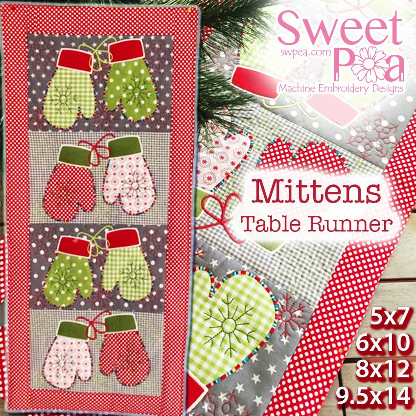 Mittens Quilt Pattern Embroidery Patterns - Mittens Quilt Blocks & Table Runner
