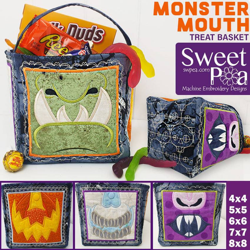 Monster Mouth Treat Basket 4x4 5x5 6x6 7x7 and 8x8 - Sweet Pea