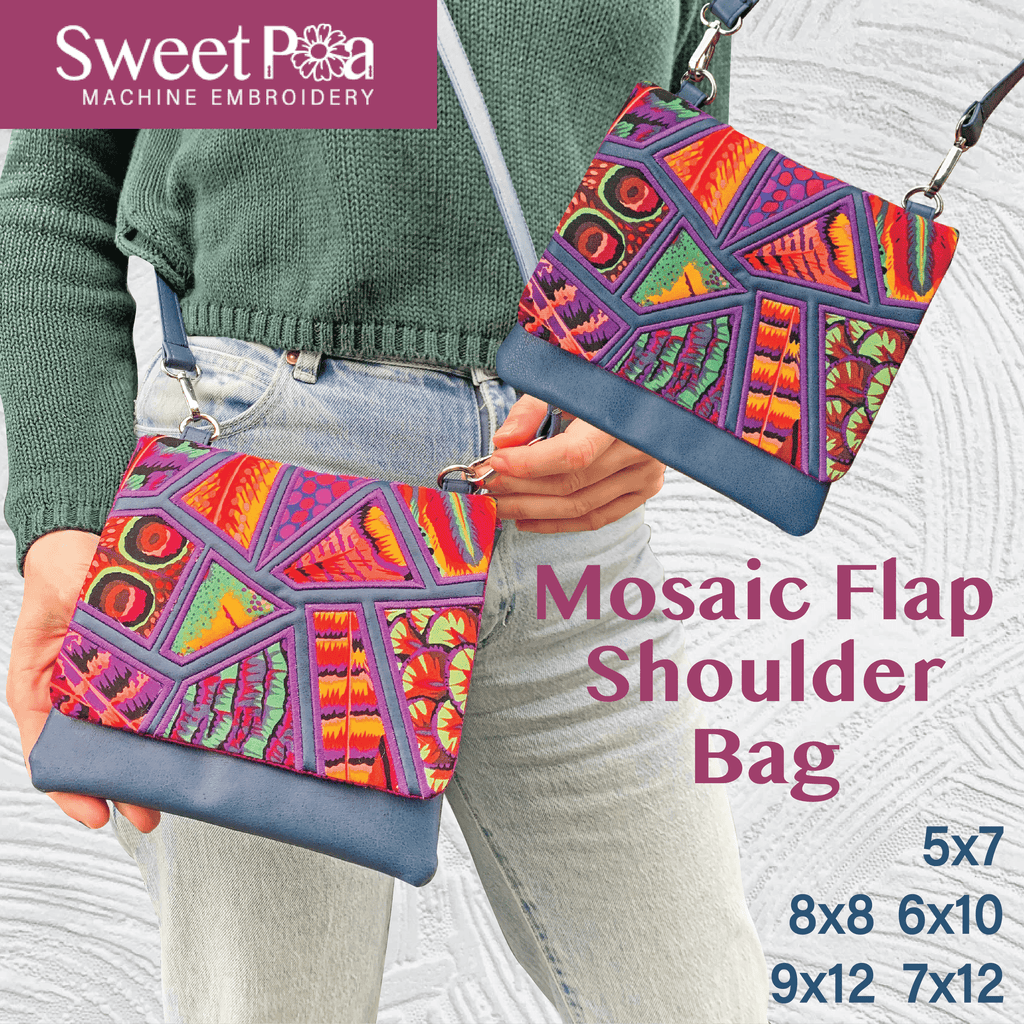 In The Hoop Embroidery Designs - Mosaic Flap Shoulder Bag