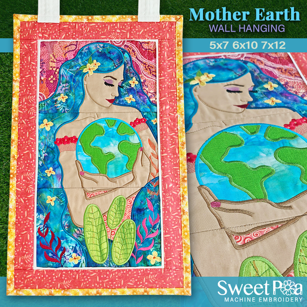 Mother Earth Wall Hanging 5x7 6x10 7x12 - Sweet Pea In The Hoop Machine Embroidery Design
