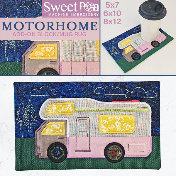 Motorhome Add-on Block or Mug Rug 5x7 6x10 8x12 | Sweet Pea.