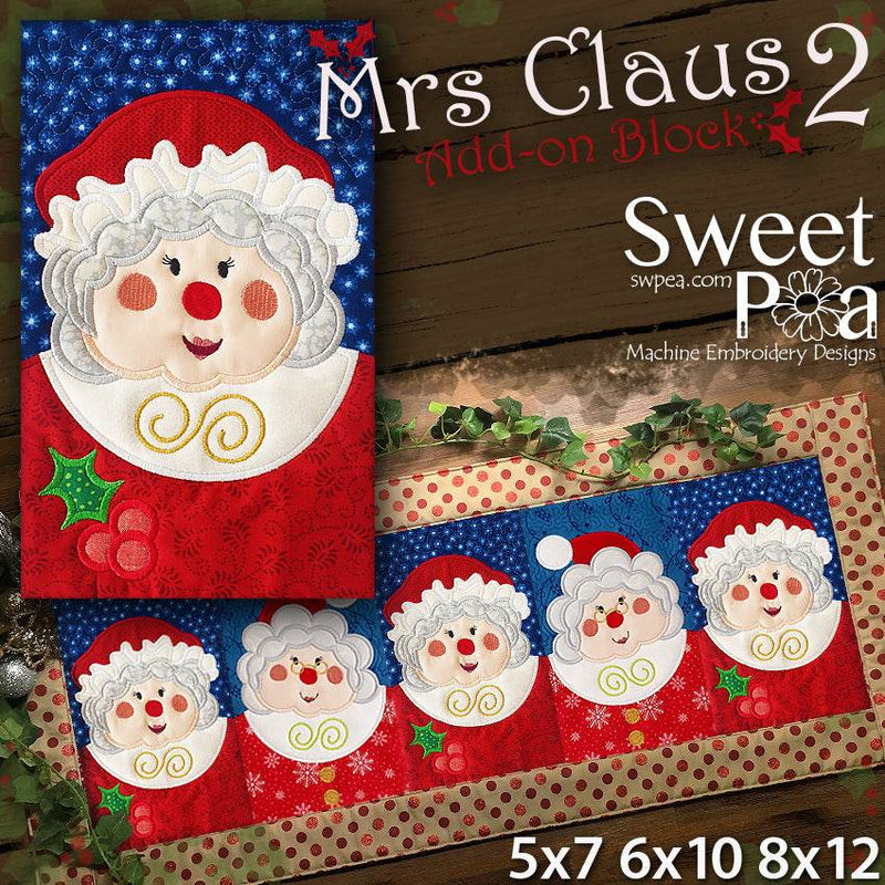 Mrs Claus 2 Add-on Block 5x7 6x10 8x12 - Sweet Pea