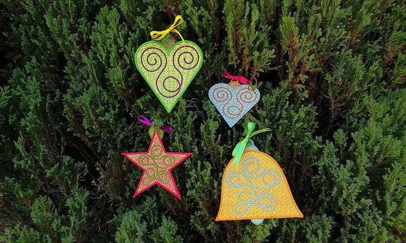 Mylar Christmas Heart, Star and Bell Ornaments 4x4 5x5 6x6 - Sweet Pea