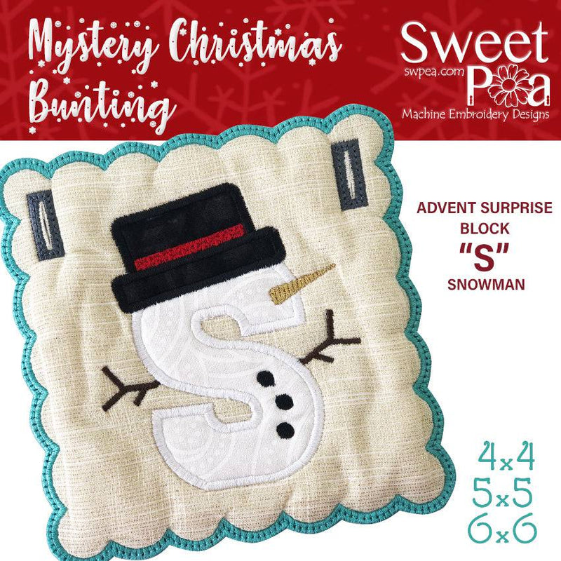 Mystery Christmas Bunting Day 19 Block - Sweet Pea