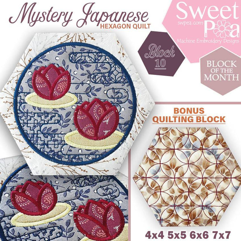 Mystery Japanese Hexagon Quilt BOM Block 10 - Sweet Pea