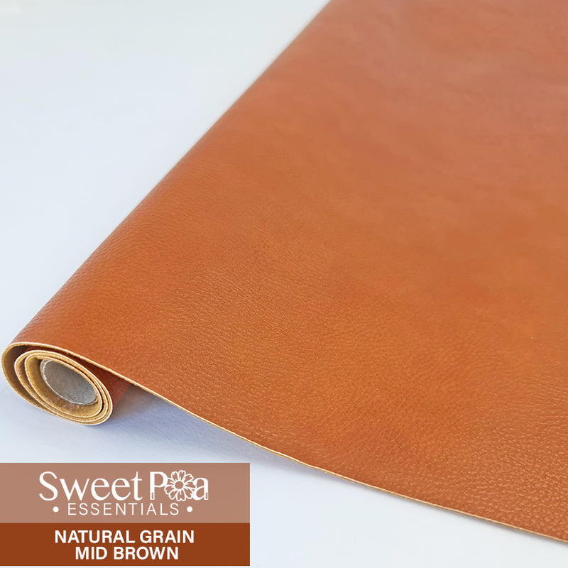 Perfect Pro™ Faux Leather - Natural Grain Mid Brown 1.0mm | Sweet Pea.