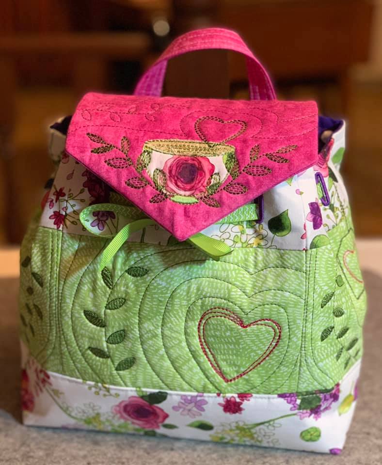 Mug Bag 5x5 6x6 - Sweet Pea In The Hoop Machine Embroidery Design