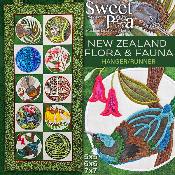New Zealand Flora & Fauna Runner/Hanger 5x5 6x6 7x7 | Sweet Pea.