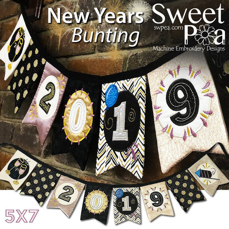 New Years Bunting 5x7 - Sweet Pea