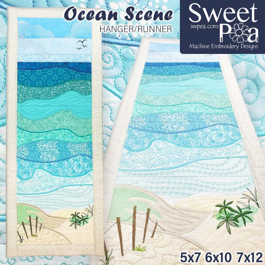 Ocean Scene Hanger or Runner 5x7 6x10 and 7x12 - Sweet Pea Australia In the hoop machine embroidery designs. in the hoop project, in the hoop embroidery designs, craft in the hoop project, diy in the hoop project, diy craft in the hoop project, in the hoop embroidery patterns, design in the hoop patterns, embroidery designs for in the hoop embroidery projects, best in the hoop machine embroidery designs perfect for all hoops and embroidery machines