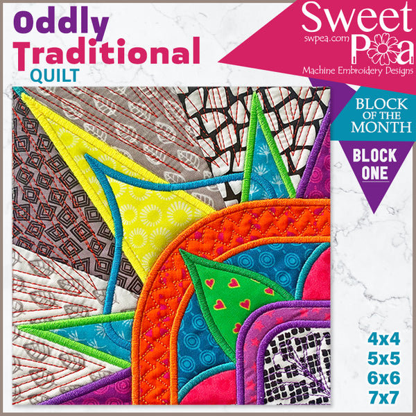 Oddly Traditional Quilt BOM Sew Along Quilt Block 1 | Sweet Pea.