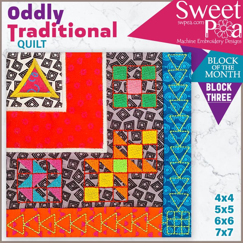 Oddly Traditional Quilt BOM Sew Along Quilt Block 3 | Sweet Pea.