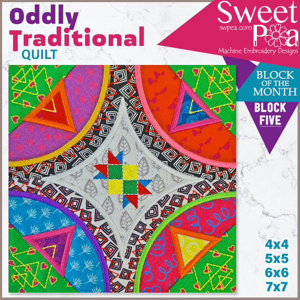 Oddly Traditional Quilt BOM Sew Along Quilt Block 5 | Sweet Pea.