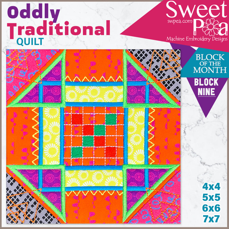 Oddly Traditional Quilt BOM Sew Along Quilt Block 9 | Sweet Pea.