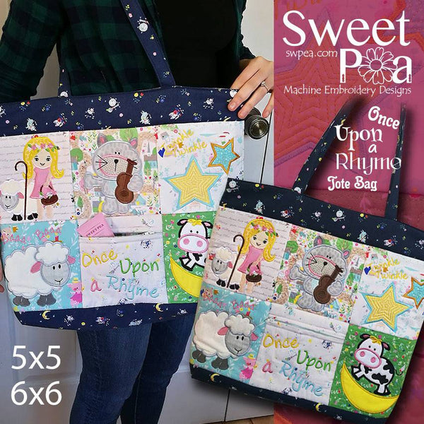 Once Upon a Rhyme Tote Bag 5x5 6x6 - Sweet Pea