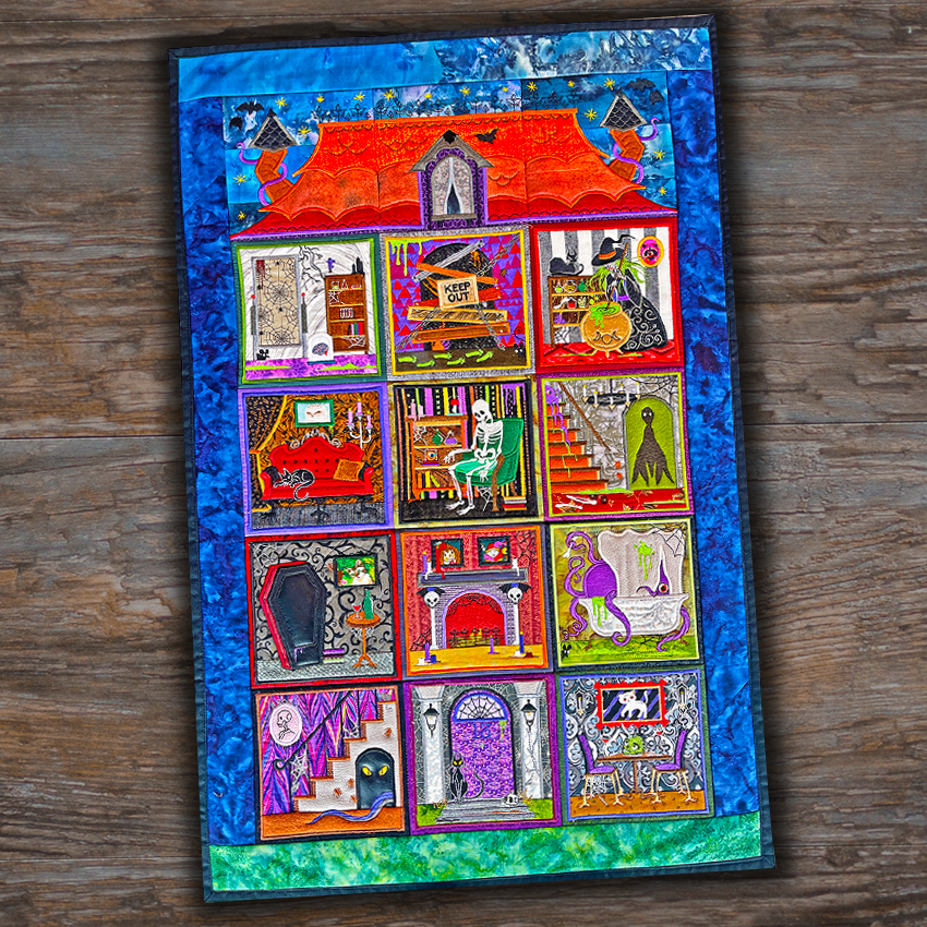 Halloween Haunted House Quilt - Bulk Pack In the hoop machine embroidery designs