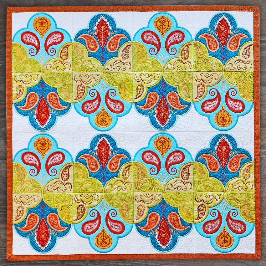 Paisley Tile Quilt 4x4 5x5 6x6 7x7 8x8 In the hoop machine embroidery designs